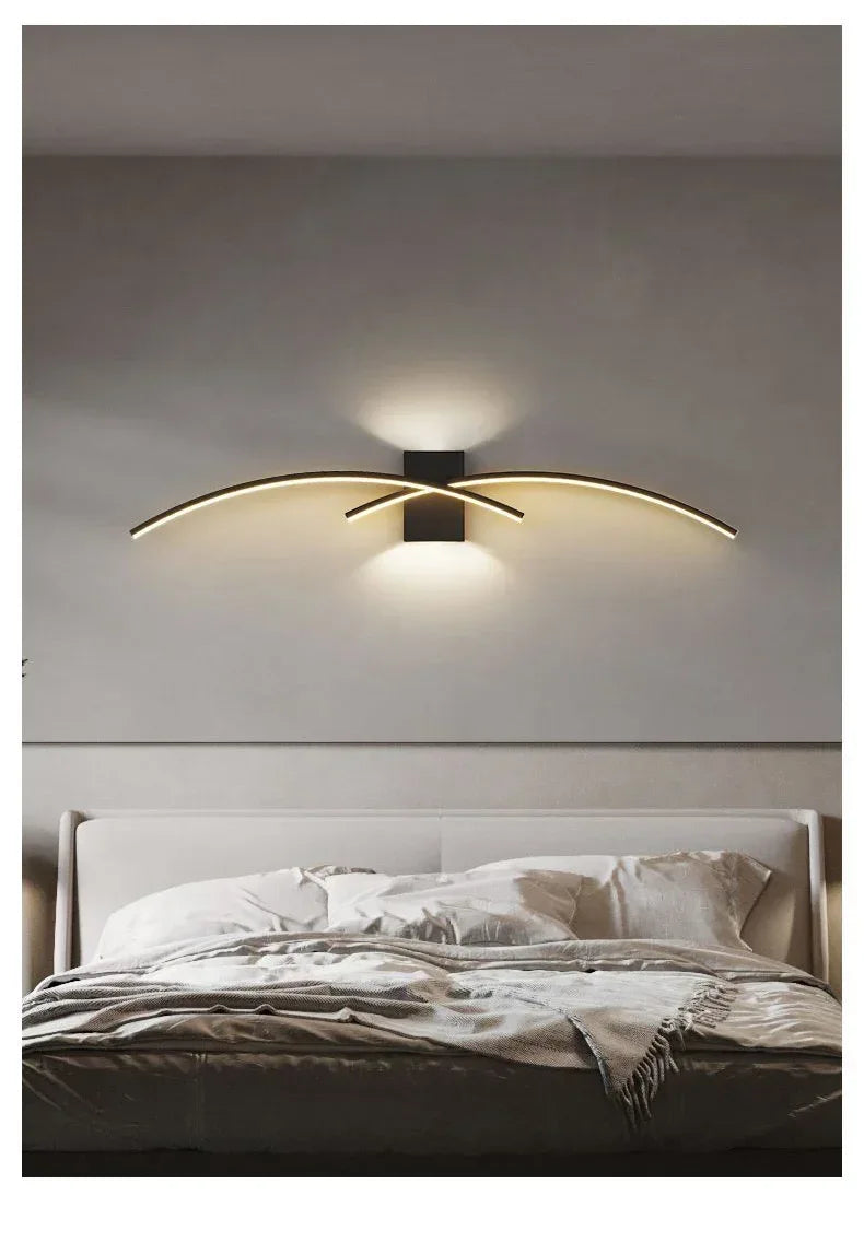 Applique murale LED minimaliste moderne, noire et blanche, pour la décoration intérieure, éclairage vers le haut et vers le bas, idéale pour le salon ou la chambre. - AgorAstrA