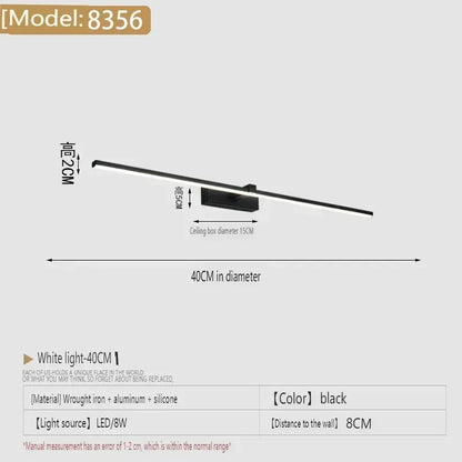 Applique murale LED miroir minimaliste moderne, éclairage d'ambiance pour la maison, lampe frontale en forme de bande d'aluminium, décoration intérieure de salle de bain - AgorAstrA