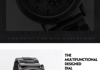 Montre Homme BOBO BIRD Bois Chronographe - Style Militaire Coffret Cadeau - AgorAstrA