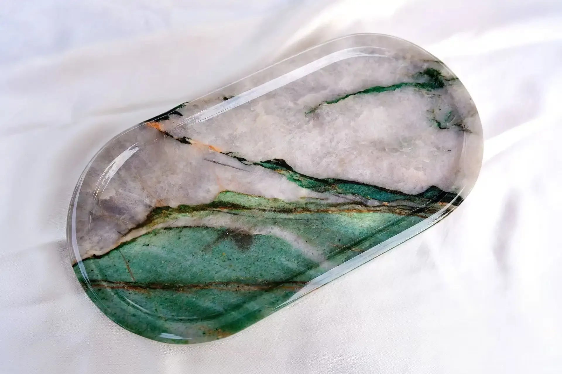 Plateau Marbre Pierre Rangement Salle de Bain Parfum Bijoux Organisateur Minimaliste Cadeau - AgorAstrA