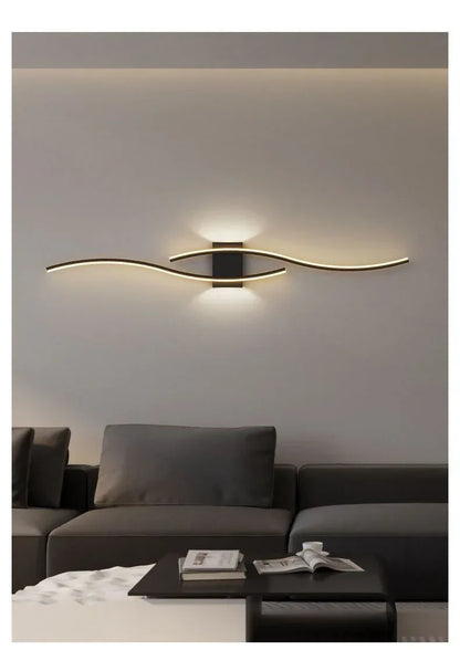Applique murale LED minimaliste moderne, noire et blanche, pour la décoration intérieure, éclairage vers le haut et vers le bas, idéale pour le salon ou la chambre. - AgorAstrA