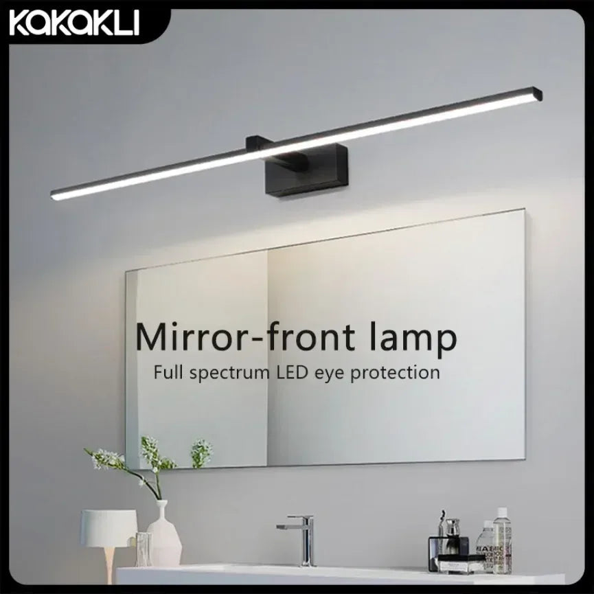 Applique murale LED miroir minimaliste moderne, éclairage d'ambiance pour la maison, lampe frontale en forme de bande d'aluminium, décoration intérieure de salle de bain - AgorAstrA