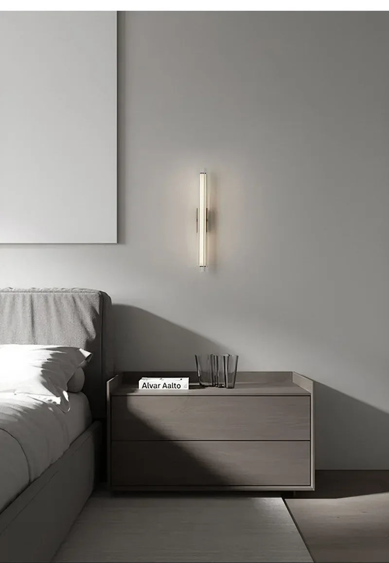 Applique murale minimaliste moderne pour salon, chambre, chevet, hôtel, design nordique créatif, applique en verre allongé, décoration intérieure - AgorAstrA