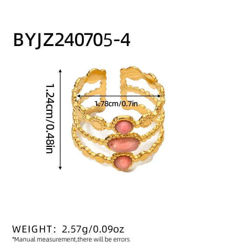 Bague émeraude en acier inoxydable pour femme, pierre naturelle, tendance atmosphérique rétro, ouverture réglable, matiques Boho - AgorAstrA