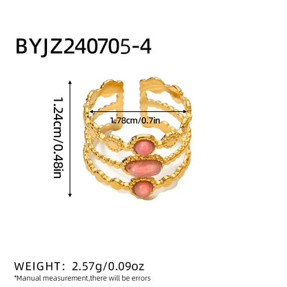 Bague émeraude en acier inoxydable pour femme, pierre naturelle, tendance atmosphérique rétro, ouverture réglable, matiques Boho - AgorAstrA