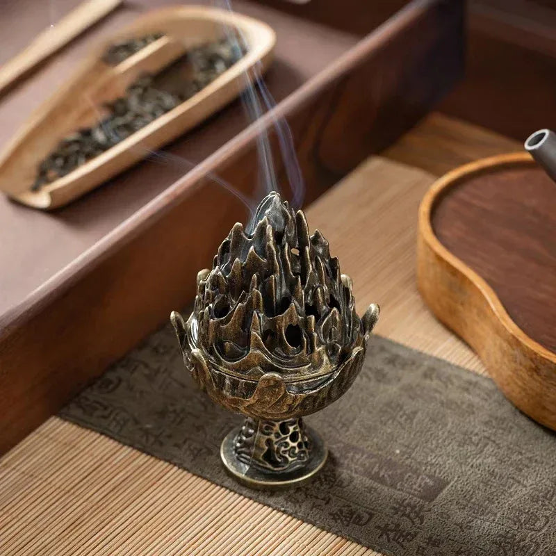 new-1pc-alloy-incense-burner-stick-holder-plate-buddhism-lotus-censer-bronze-nasturtium-incense-burner - AgorAstrA