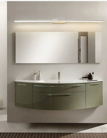 Applique murale LED miroir minimaliste moderne, éclairage d'ambiance pour la maison, lampe frontale en forme de bande d'aluminium, décoration intérieure de salle de bain - AgorAstrA