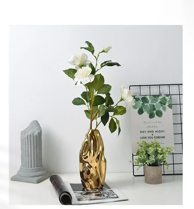 modern-minimalist-white-ceramic-matte-flower-vase-decorative-vase-for-dried-flower-centerpiece-art-crafts-home-table-decoration - AgorAstrA