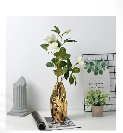 modern-minimalist-white-ceramic-matte-flower-vase-decorative-vase-for-dried-flower-centerpiece-art-crafts-home-table-decoration - AgorAstrA