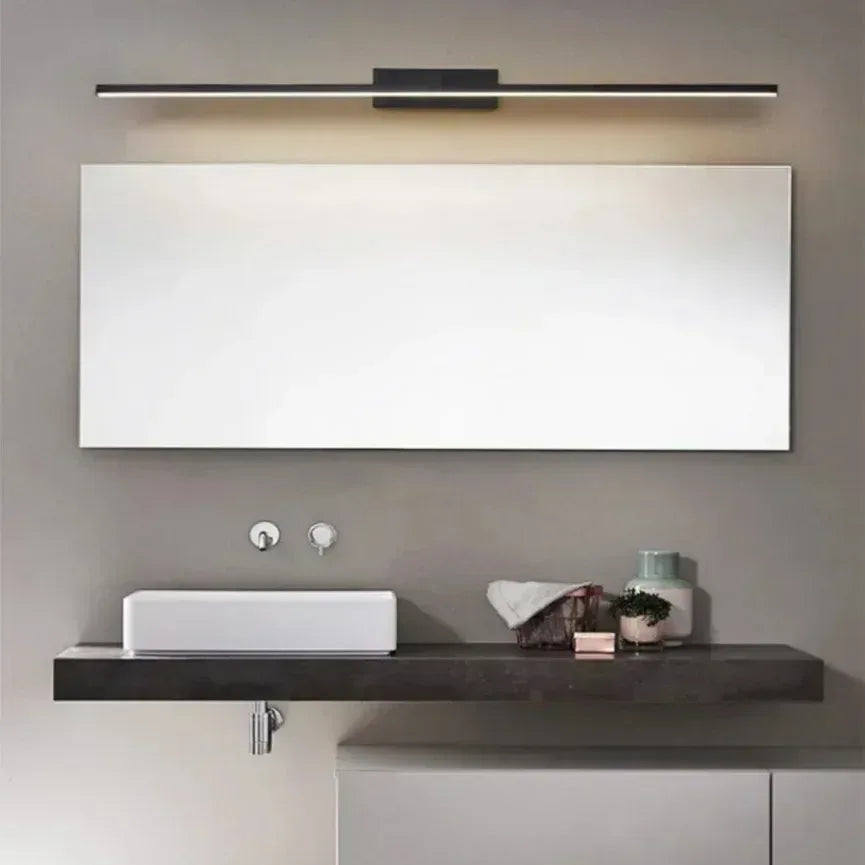 Applique murale LED miroir minimaliste moderne, éclairage d'ambiance pour la maison, lampe frontale en forme de bande d'aluminium, décoration intérieure de salle de bain - AgorAstrA
