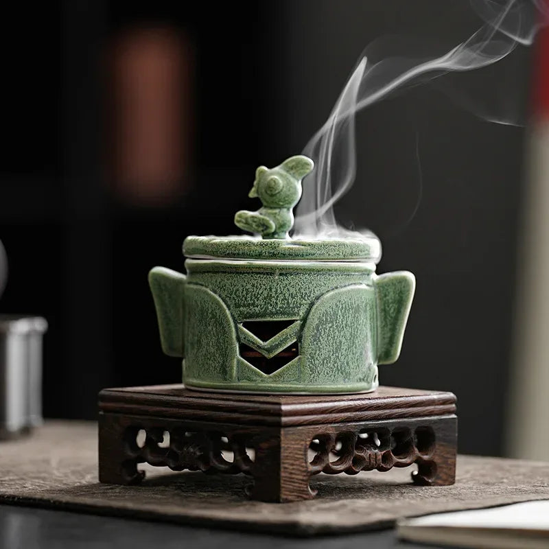 Porte-Encens Céramique Brut Artisanal - Support Yoga Maison Fait Main - AgorAstrA