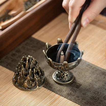 new-1pc-alloy-incense-burner-stick-holder-plate-buddhism-lotus-censer-bronze-nasturtium-incense-burner - AgorAstrA