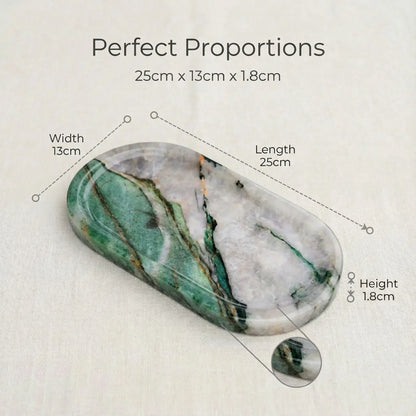 Plateau Marbre Pierre Rangement Salle de Bain Parfum Bijoux Organisateur Minimaliste Cadeau - AgorAstrA