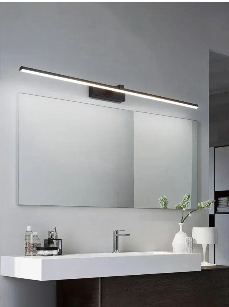 Applique murale LED miroir minimaliste moderne, éclairage d'ambiance pour la maison, lampe frontale en forme de bande d'aluminium, décoration intérieure de salle de bain - AgorAstrA