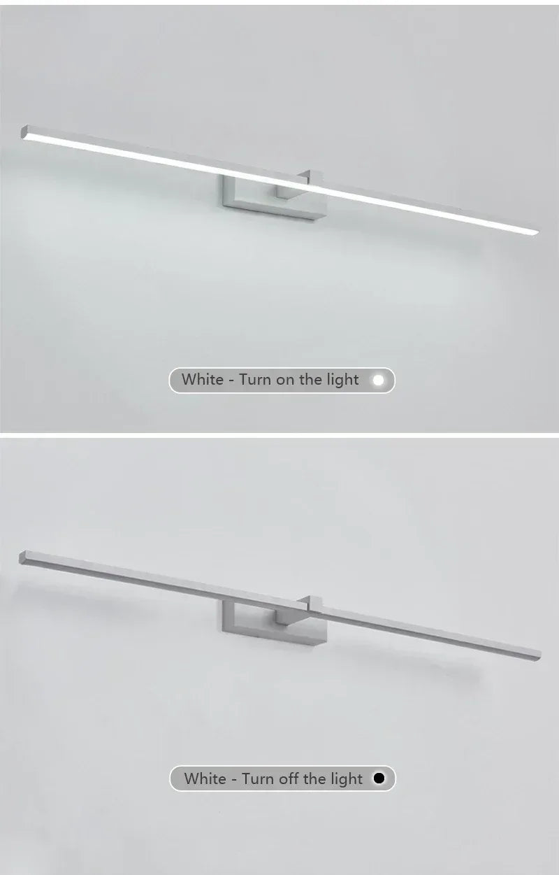 Applique murale LED miroir minimaliste moderne, éclairage d'ambiance pour la maison, lampe frontale en forme de bande d'aluminium, décoration intérieure de salle de bain - AgorAstrA