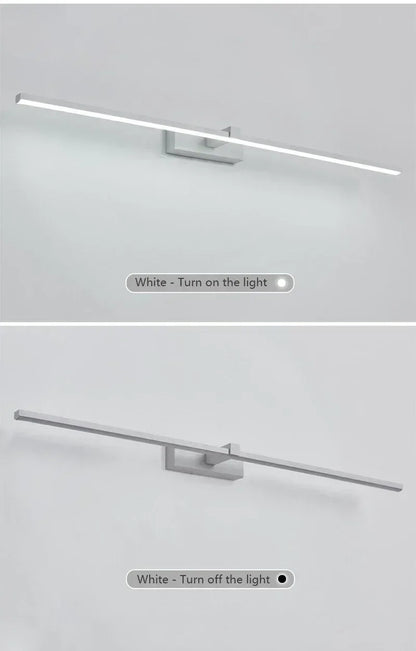 Applique murale LED miroir minimaliste moderne, éclairage d'ambiance pour la maison, lampe frontale en forme de bande d'aluminium, décoration intérieure de salle de bain - AgorAstrA