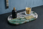 Plateau Marbre Pierre Rangement Salle de Bain Parfum Bijoux Organisateur Minimaliste Cadeau - AgorAstrA