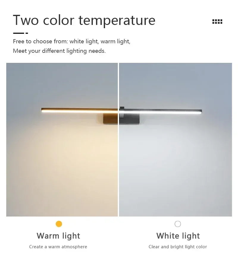 Applique murale LED miroir minimaliste moderne, éclairage d'ambiance pour la maison, lampe frontale en forme de bande d'aluminium, décoration intérieure de salle de bain - AgorAstrA