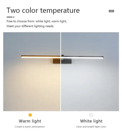 Applique murale LED miroir minimaliste moderne, éclairage d'ambiance pour la maison, lampe frontale en forme de bande d'aluminium, décoration intérieure de salle de bain - AgorAstrA