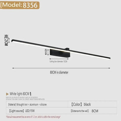 Applique murale LED miroir minimaliste moderne, éclairage d'ambiance pour la maison, lampe frontale en forme de bande d'aluminium, décoration intérieure de salle de bain - AgorAstrA