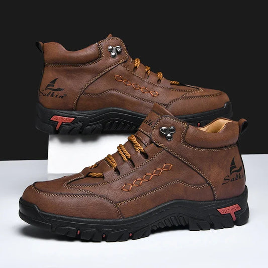 38-48 Original Designer Handmade Men's Boots Classic Ankle Boots Solid Outdoor Hiking Boots For Men Casual Leather Sports Shoes - AgorAstrA