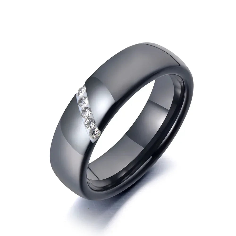 Bagues en céramique taillée noir et blanc tendance Lokaer, bijoux classiques de mariage et de fiançailles pour femmes, Anneaux Anillos R18014 - AgorAstrA