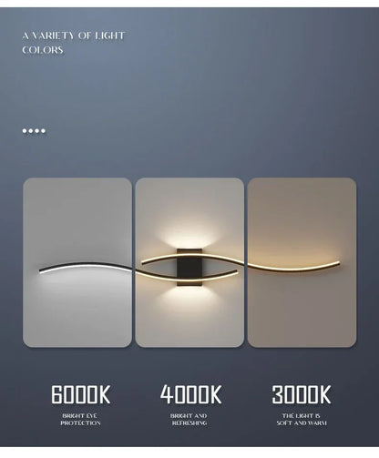 Applique murale LED minimaliste moderne, noire et blanche, pour la décoration intérieure, éclairage vers le haut et vers le bas, idéale pour le salon ou la chambre. - AgorAstrA