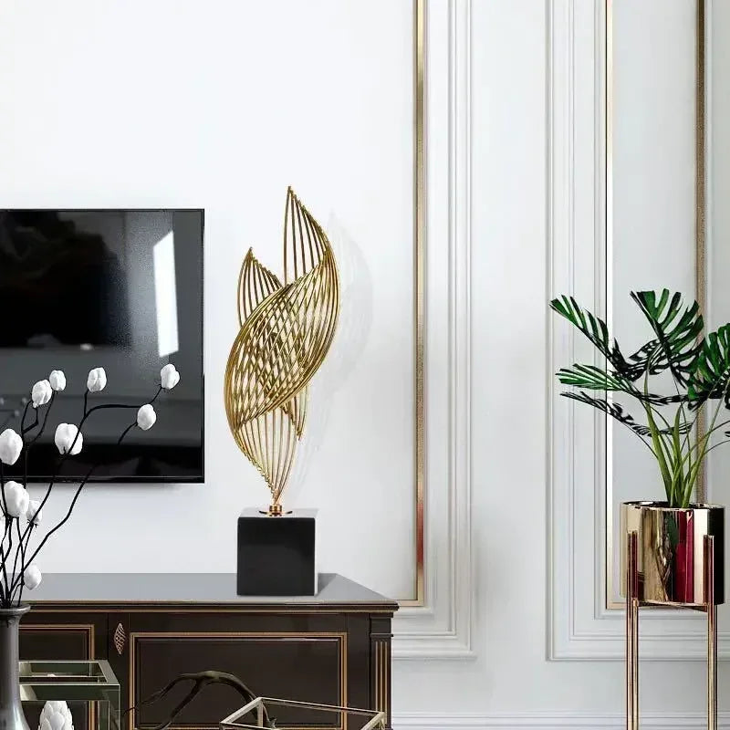 modern-abstract-sculpture-art-deco-decor-gold-ocean-wave-sculpture-large-home-decor-accents-gold-statue-for-men-office-house-m - AgorAstrA
