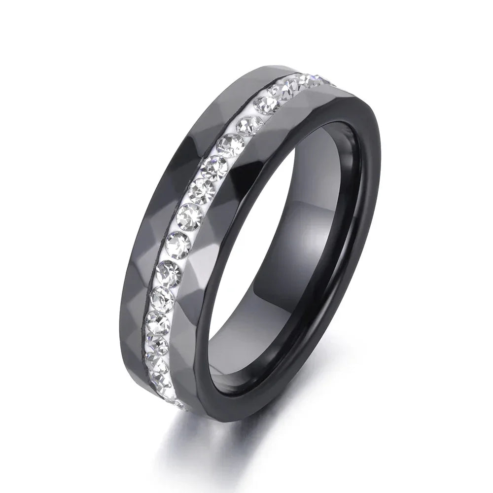 Bagues en céramique taillée noir et blanc tendance Lokaer, bijoux classiques de mariage et de fiançailles pour femmes, Anneaux Anillos R18014 - AgorAstrA