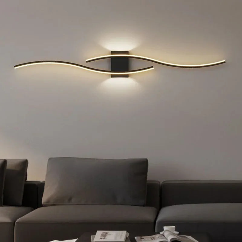 Applique murale LED minimaliste moderne, noire et blanche, pour la décoration intérieure, éclairage vers le haut et vers le bas, idéale pour le salon ou la chambre. - AgorAstrA
