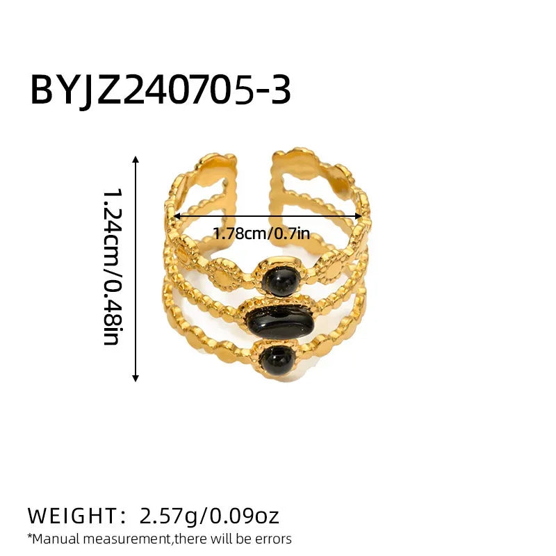 Bague émeraude en acier inoxydable pour femme, pierre naturelle, tendance atmosphérique rétro, ouverture réglable, matiques Boho - AgorAstrA