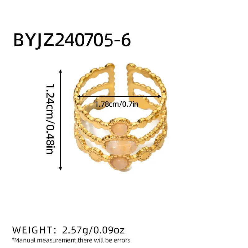 Bague émeraude en acier inoxydable pour femme, pierre naturelle, tendance atmosphérique rétro, ouverture réglable, matiques Boho - AgorAstrA