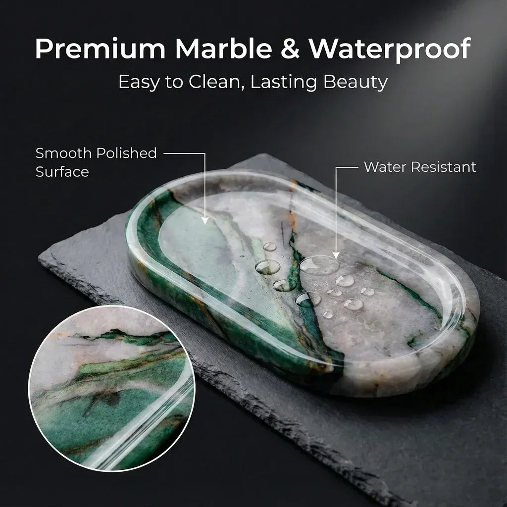 Plateau Marbre Pierre Rangement Salle de Bain Parfum Bijoux Organisateur Minimaliste Cadeau - AgorAstrA