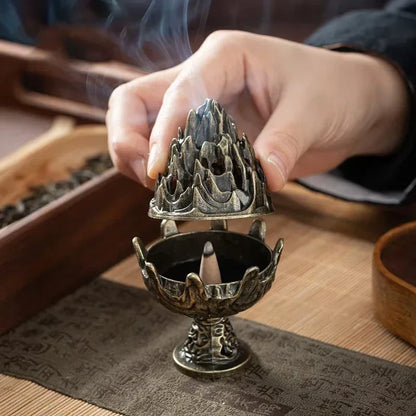 new-1pc-alloy-incense-burner-stick-holder-plate-buddhism-lotus-censer-bronze-nasturtium-incense-burner - AgorAstrA