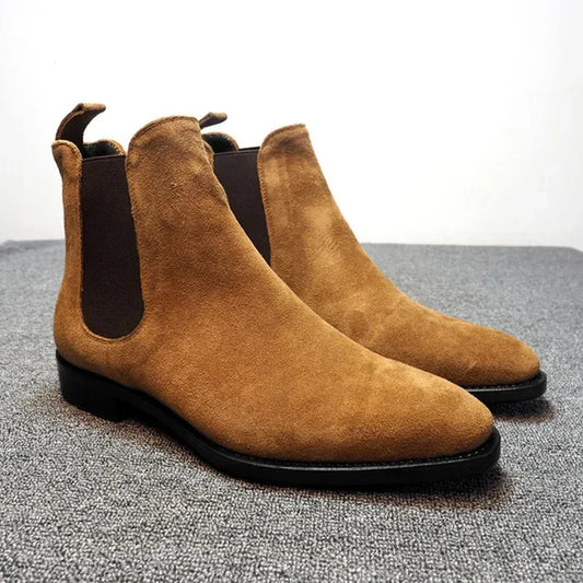Designer Men Chelsea Boots Luxury Velvet Men's Ankle Boots High Quality Suede Leather Shoes for Men Dress Boots Botas de Hombre - AgorAstrA