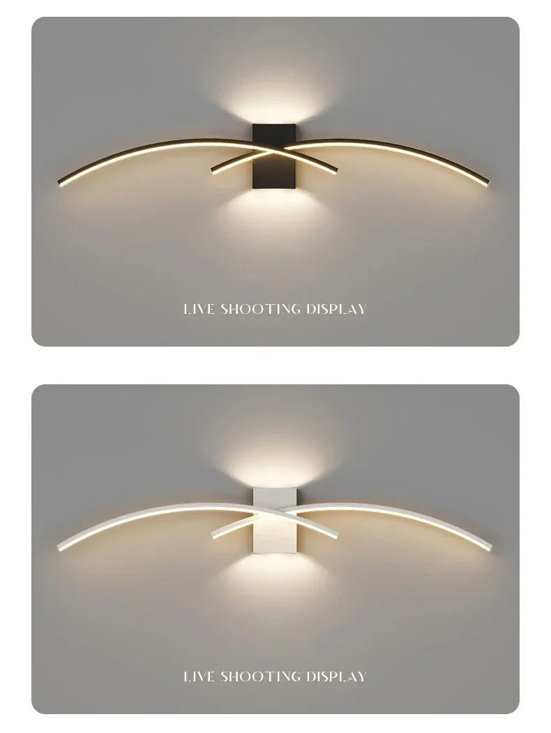 Applique murale LED minimaliste moderne, noire et blanche, pour la décoration intérieure, éclairage vers le haut et vers le bas, idéale pour le salon ou la chambre. - AgorAstrA