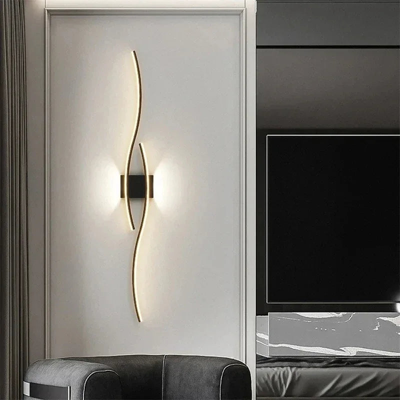 Applique murale LED minimaliste moderne, noire et blanche, pour la décoration intérieure, éclairage vers le haut et vers le bas, idéale pour le salon ou la chambre. - AgorAstrA