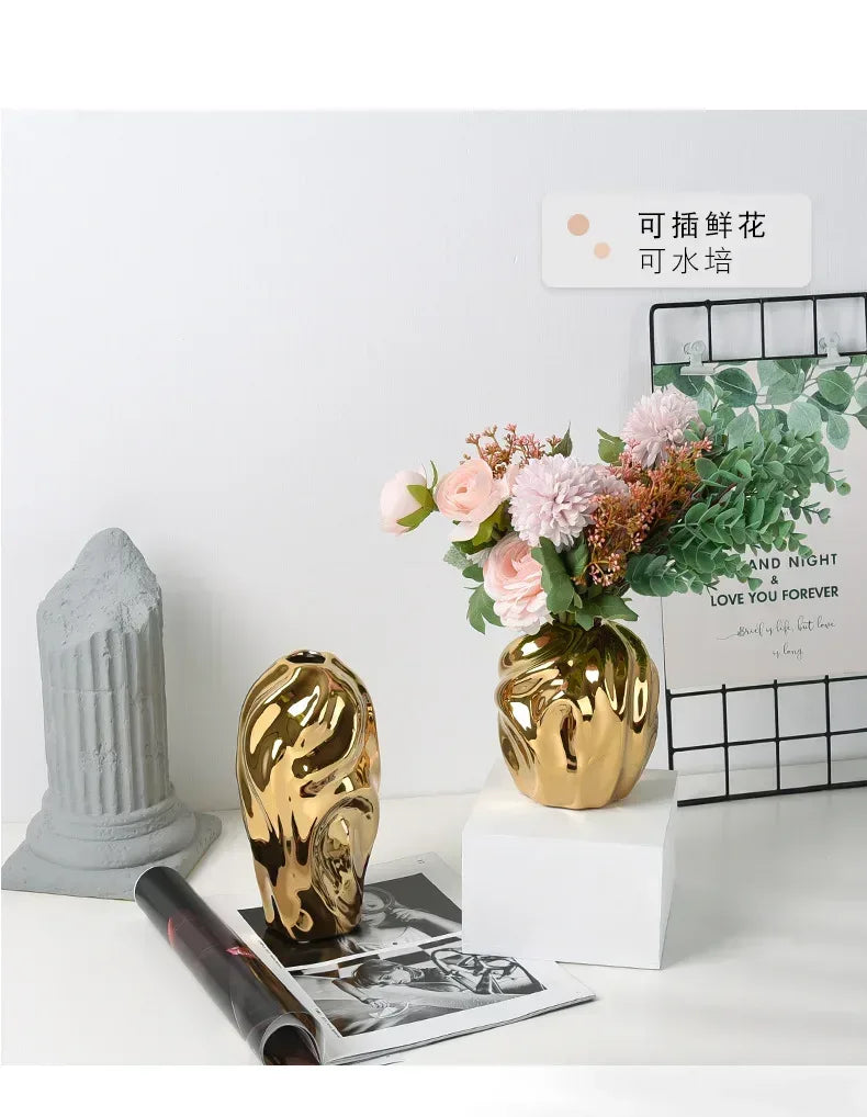 modern-minimalist-white-ceramic-matte-flower-vase-decorative-vase-for-dried-flower-centerpiece-art-crafts-home-table-decoration - AgorAstrA