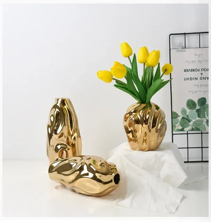 modern-minimalist-white-ceramic-matte-flower-vase-decorative-vase-for-dried-flower-centerpiece-art-crafts-home-table-decoration - AgorAstrA