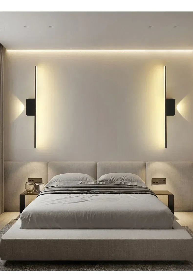 Applique murale LED minimaliste moderne pour chambre à coucher, applique murale longue bande pour salon, éclairage d'intérieur. - AgorAstrA