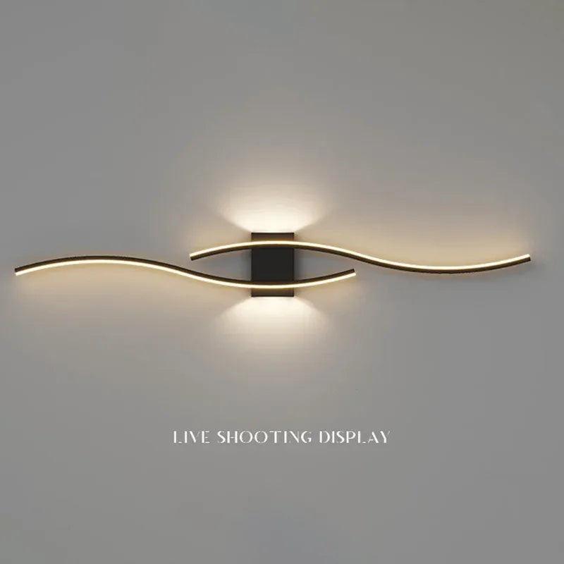 Applique murale LED minimaliste moderne, noire et blanche, pour la décoration intérieure, éclairage vers le haut et vers le bas, idéale pour le salon ou la chambre. - AgorAstrA