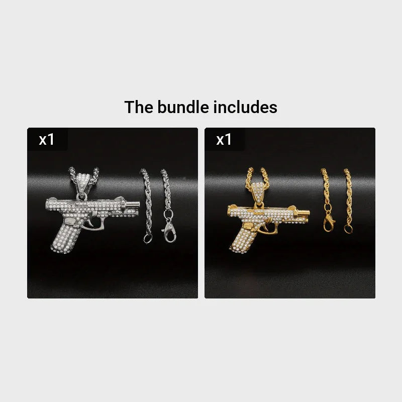 Collier pendentif arme créatif et raffiné, style tendance hip-hop, pour homme et femme. Bijou tendance. - AgorAstrA