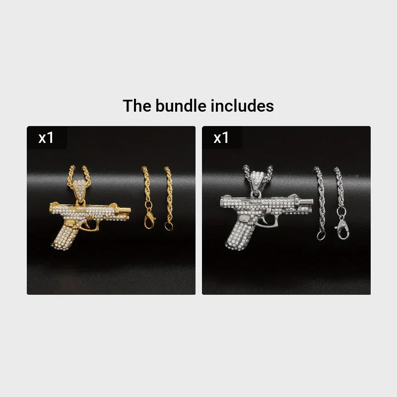 Collier pendentif arme créatif et raffiné, style tendance hip-hop, pour homme et femme. Bijou tendance. - AgorAstrA