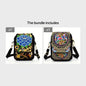 Sac bandoulière brodé pour femme, mini sac à bandoulière, portefeuille portable double compartiment, pochette pour téléphone - AgorAstrA