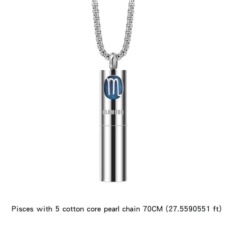 Collier Pendentif Zodiaque Parfum - Acier Inoxydable 304 - Design Fumée Bleue - AgorAstrA