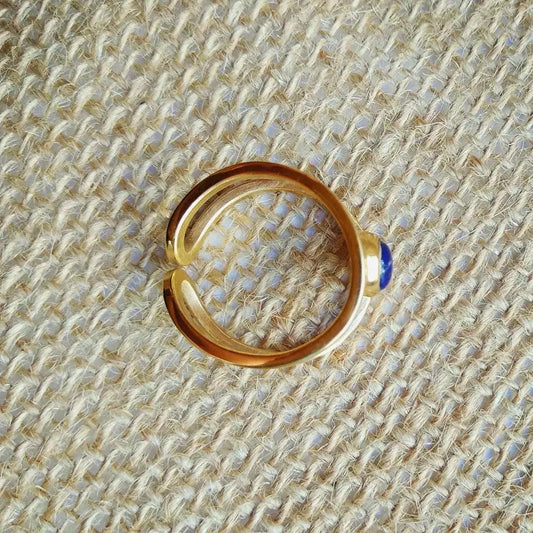 Bague Double Fil Lapis-Lazuli – Bijou artisanal en pierre naturelle