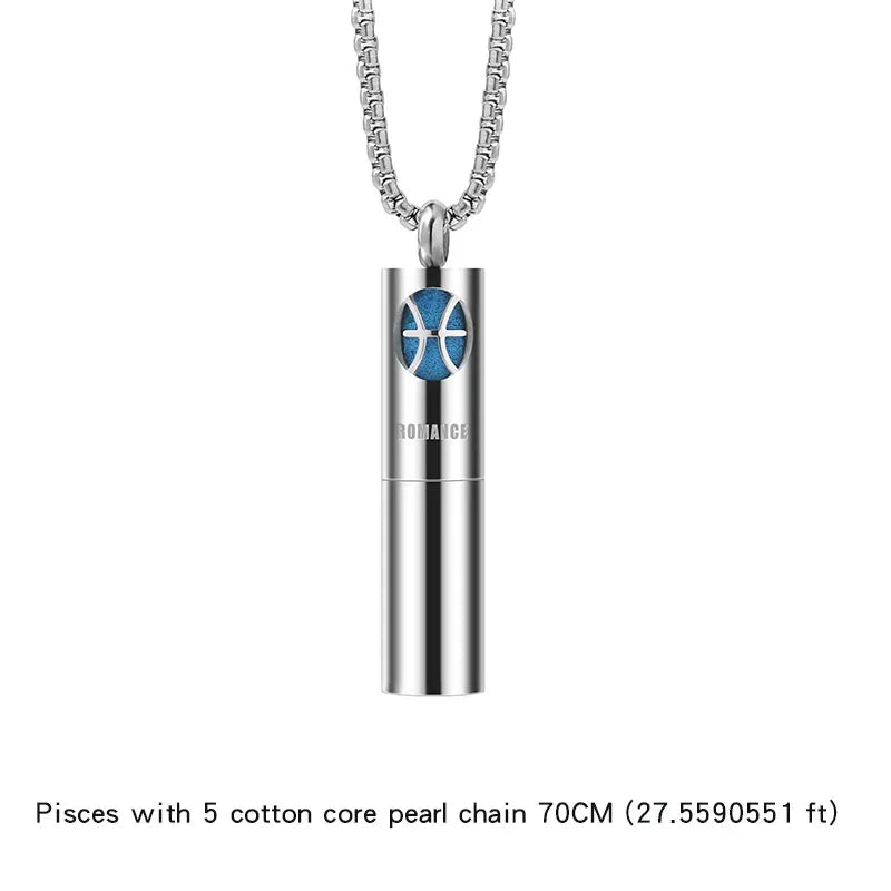 Collier Pendentif Zodiaque Parfum - Acier Inoxydable 304 - Design Fumée Bleue - AgorAstrA