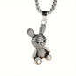 Collier Little Bear en titane 201, pendentif lapin hip-hop, accessoire minimaliste et polyvalent pour homme, chaîne longue de 70 cm (27,56 pouces). - AgorAstrA