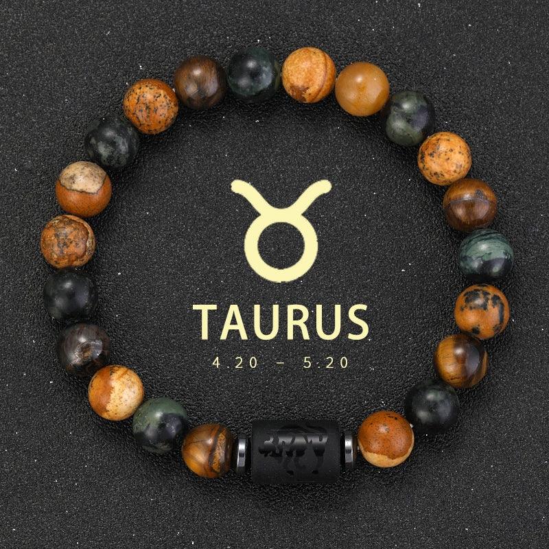 Bracelet Zodiaque Pierre Naturelle - 12 Signes Astrologiques Unisexe - AgorAstrA