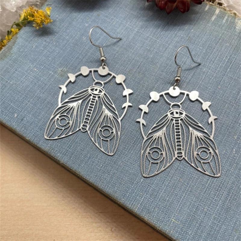 Boucles d'Oreilles Papillon Lune Femme - Bijou Féerique Original - AgorAstrA
